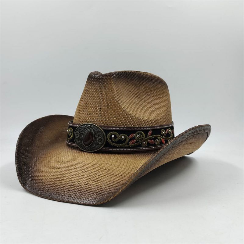 100 % paperia Fashion Cowboy Summer Paper Straw Big Brim Hat