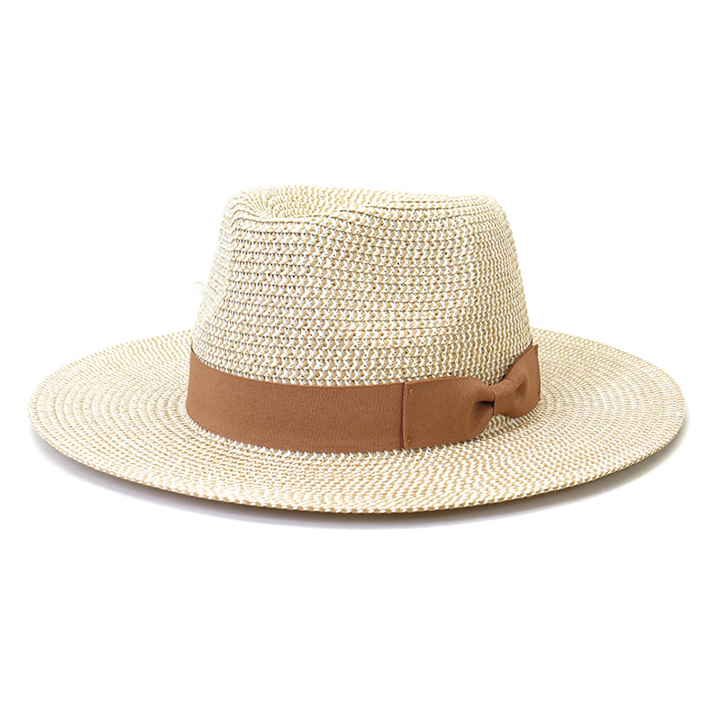 Bowknot Ribbon Straw Braid Fedora Hat miehille