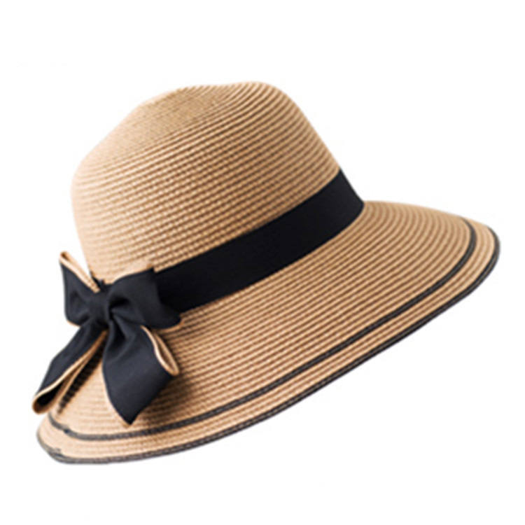 Bowknot Straw Bucket Hat