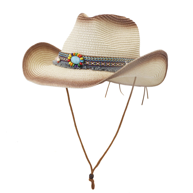 Chin Cord Paper Straw Cowboy Hat