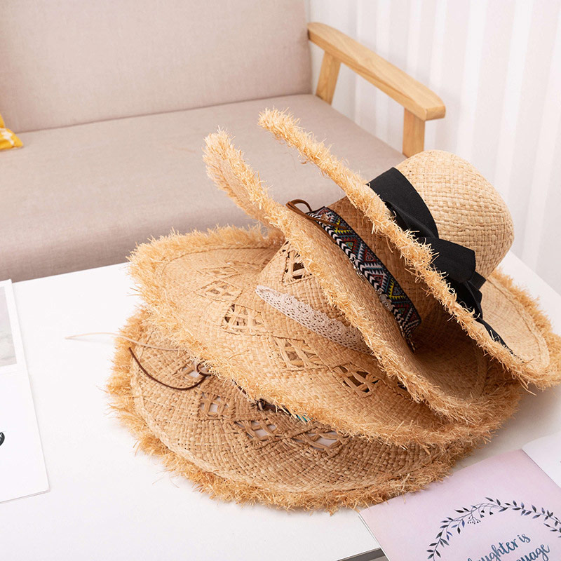 Mukautettu Lady Beach Raffia Straw Floppy Hat