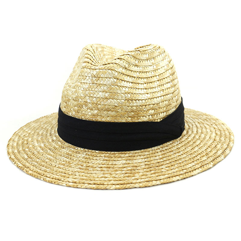 Mukautettu luonnollinen vehnäolki Fedora-hattu