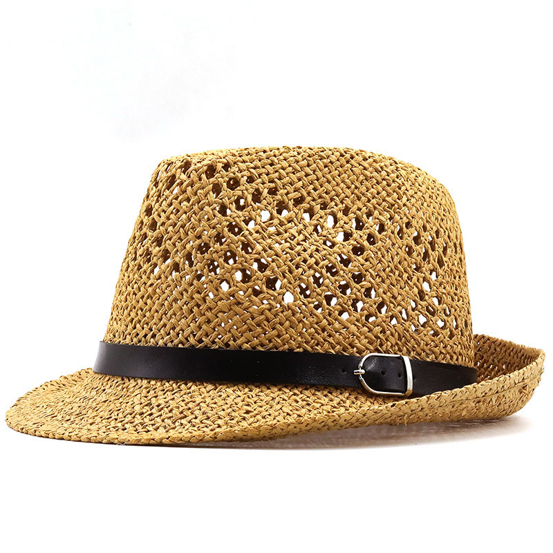 Muoti Beach Outdoor käsinkudottu Straw Trilby -hattu miehille