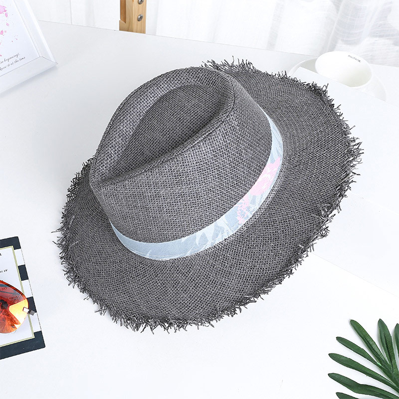 Fringe Edge Tummanharmaa olki Fedora-hattu miehille