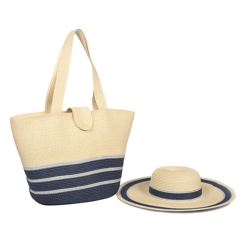 Ladys Stripe Floppy hattu ja laukku setti