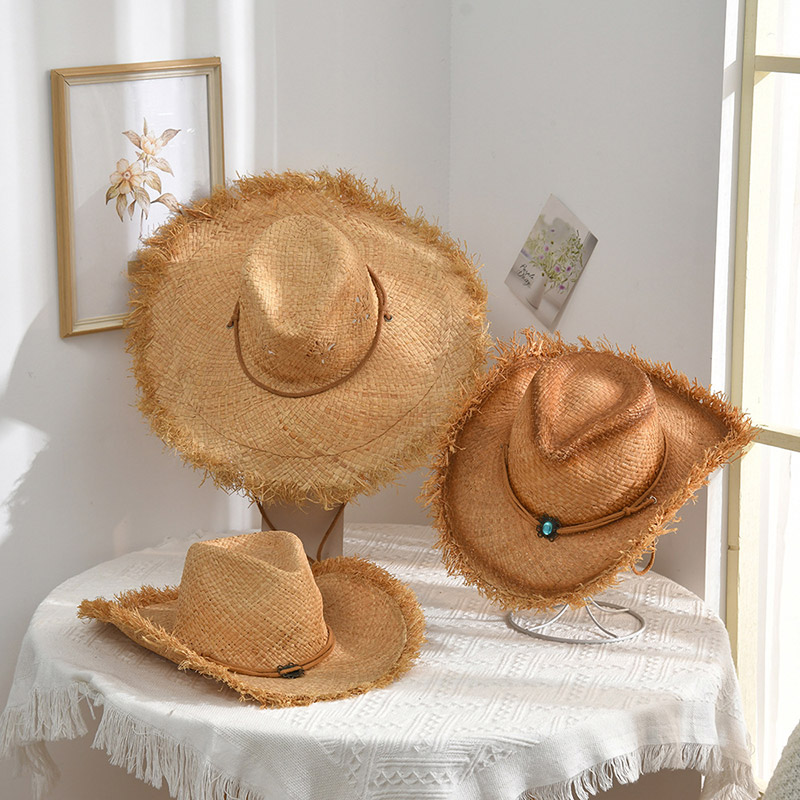 Raffia Straw Cowboy -hattu